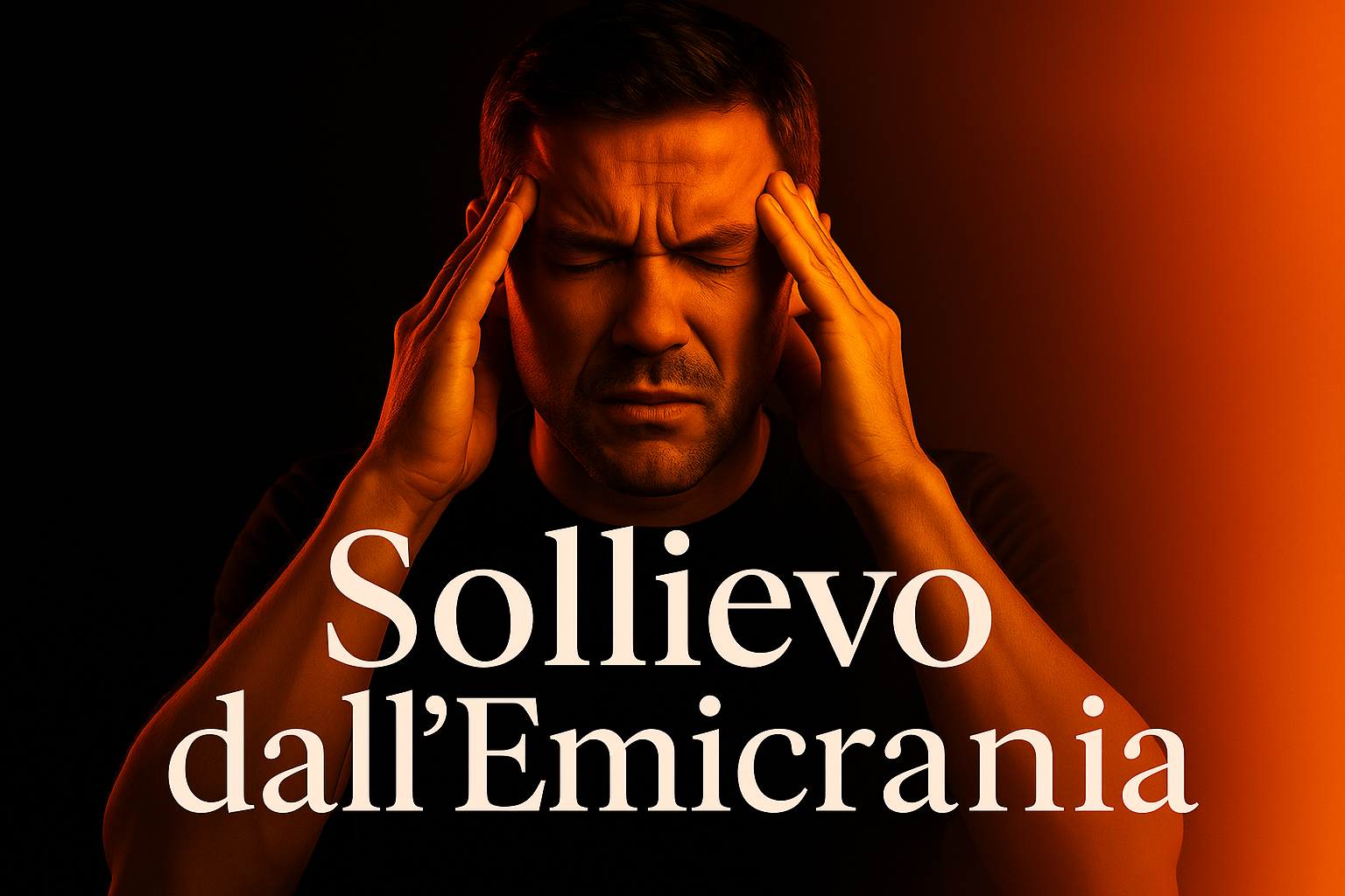A esta imagen añadele un título que sea: Alivio de Migrañas, pero en italiano